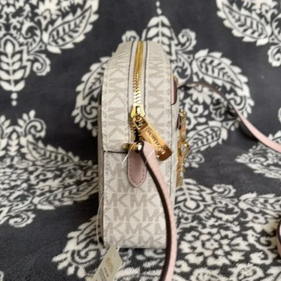 Michael Kors Jet Set Item Large East West Zip Chain Crossbody Powder Blush Multi - Picture 5 of 16